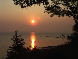 Sunset over the water